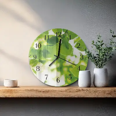 Runde wanduhr Blätter