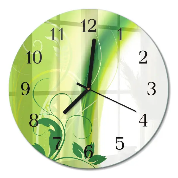 Runde wanduhr aus glas Blumenmuster