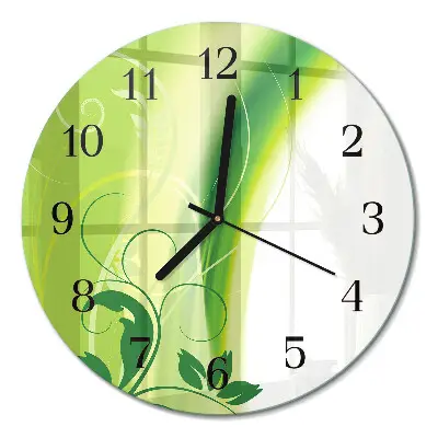 Runde wanduhr aus glas Blumenmuster