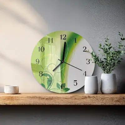 Runde wanduhr aus glas Blumenmuster