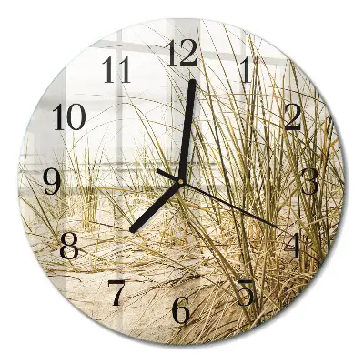 Wanduhr glas rund Strandgras