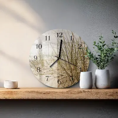 Wanduhr glas rund Strandgras