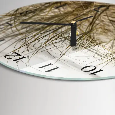 Wanduhr glas rund Strandgras