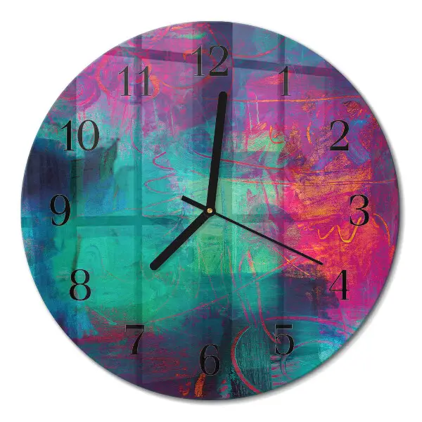 Runde wanduhr aus glas Farbenfrohes Bild