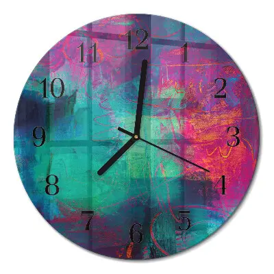 Runde wanduhr aus glas Farbenfrohes Bild