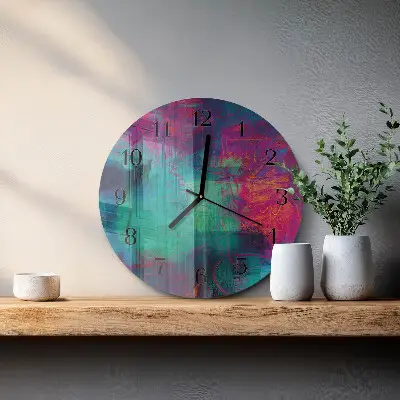 Runde wanduhr aus glas Farbenfrohes Bild