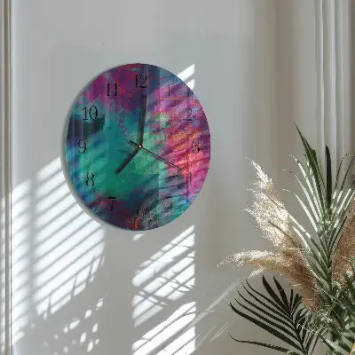 Runde wanduhr aus glas Farbenfrohes Bild