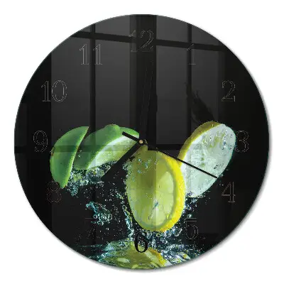 Runde wanduhr Zitrone und Limette