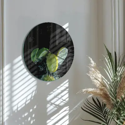 Runde wanduhr Zitrone und Limette
