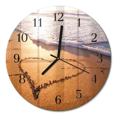 Wanduhr glas rund Das Herz des Strandes