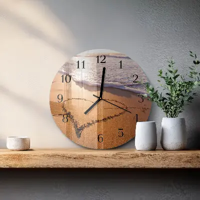 Wanduhr glas rund Das Herz des Strandes