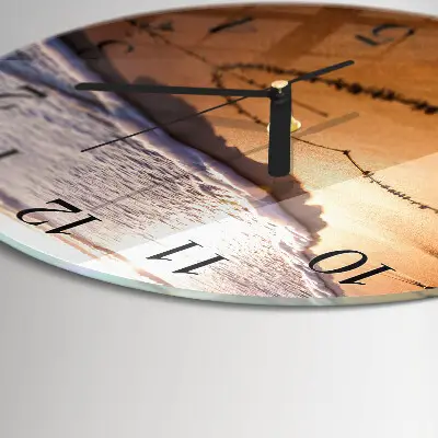 Wanduhr glas rund Das Herz des Strandes