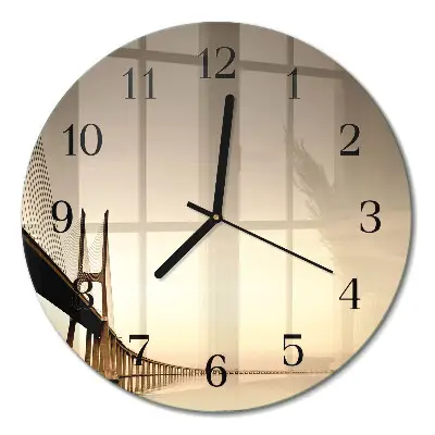 Runde wanduhr aus glas Brücke in Sepia