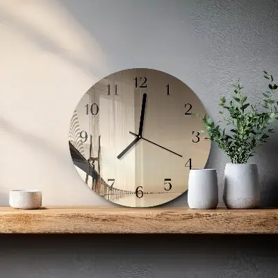Runde wanduhr aus glas Brücke in Sepia