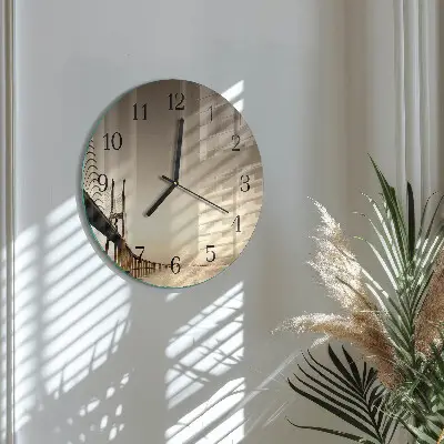 Runde wanduhr aus glas Brücke in Sepia