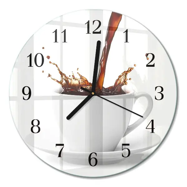 Glas wanduhr mit motiv rund Eine Tasse Kaffee