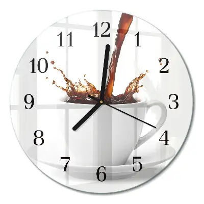 Glas wanduhr mit motiv rund Eine Tasse Kaffee