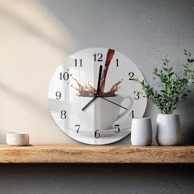 Glas wanduhr mit motiv rund Eine Tasse Kaffee