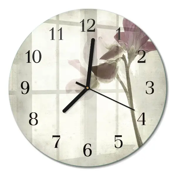 Runde wanduhr aus glas Vintage-Blume