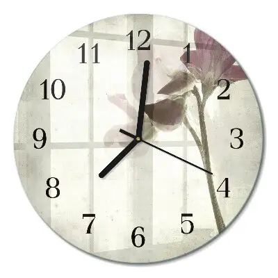 Runde wanduhr aus glas Vintage-Blume