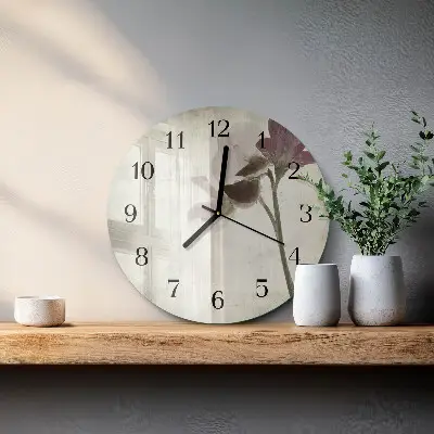 Runde wanduhr aus glas Vintage-Blume