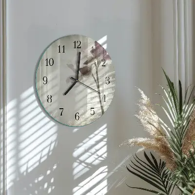 Runde wanduhr aus glas Vintage-Blume