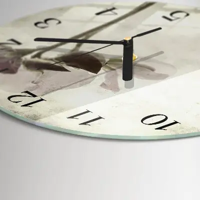 Runde wanduhr aus glas Vintage-Blume