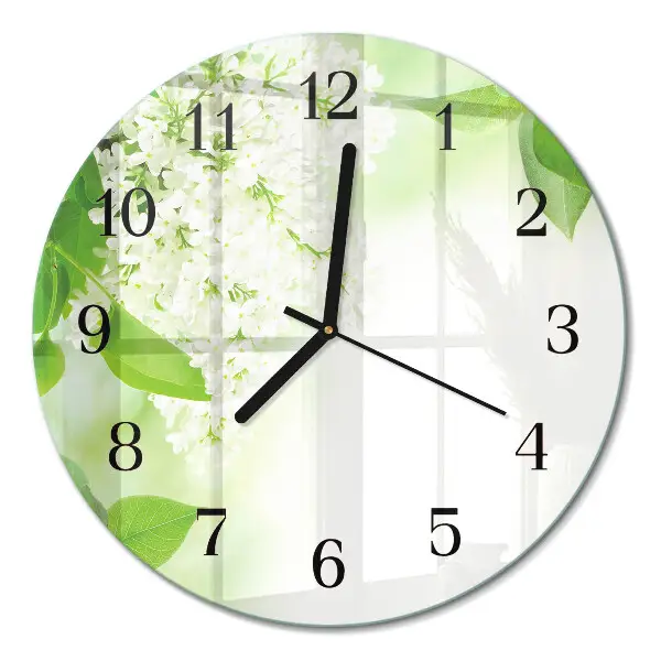 Glas wanduhr mit motiv rund Blätter