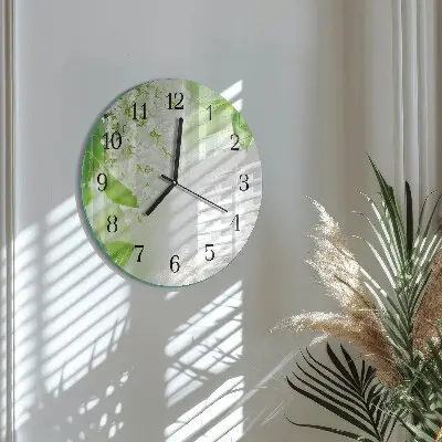 Glas wanduhr mit motiv rund Blätter