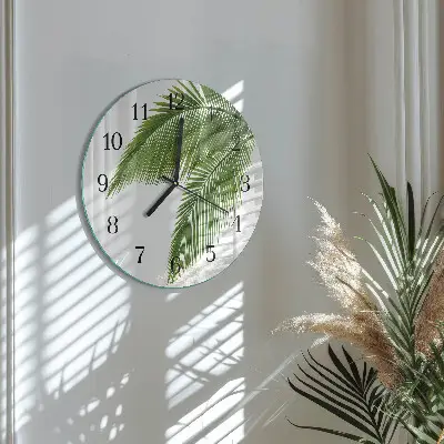 Runde wanduhr Palmenblätter