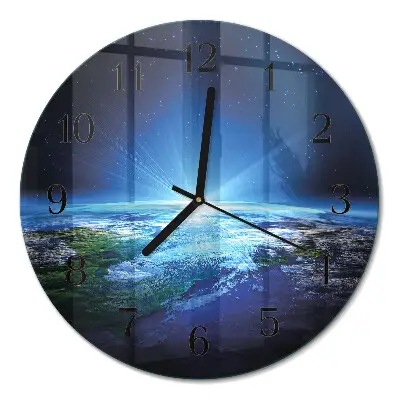 Glas wanduhr mit motiv rund Das Universum der Erde