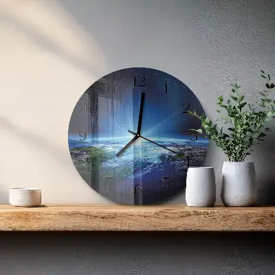 Glas wanduhr mit motiv rund Das Universum der Erde