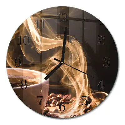 Runde wanduhr aus glas Eine Tasse Kaffee