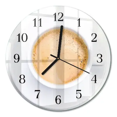 Runde wanduhr aus glas Eine Tasse Kaffee