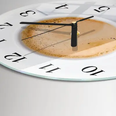 Runde wanduhr aus glas Eine Tasse Kaffee