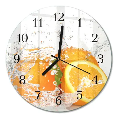 Glas wanduhr mit motiv rund Orangen