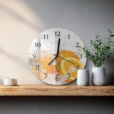 Glas wanduhr mit motiv rund Orangen