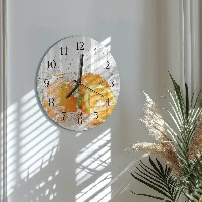 Glas wanduhr mit motiv rund Orangen