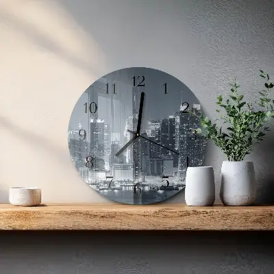 Runde wanduhr aus glas Horizont