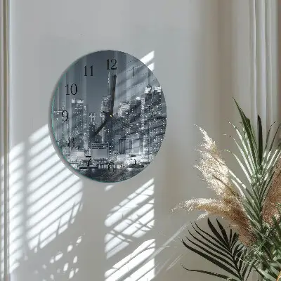 Runde wanduhr aus glas Horizont