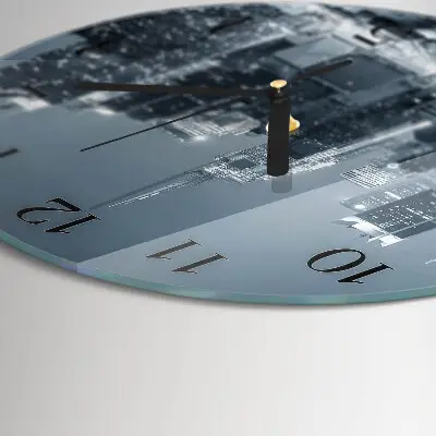 Runde wanduhr aus glas Horizont