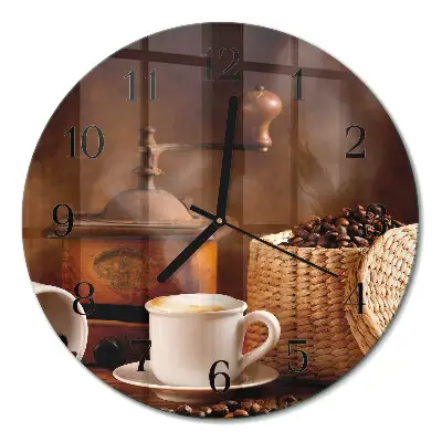 Glas wanduhr mit motiv rund Eine Tasse Kaffee