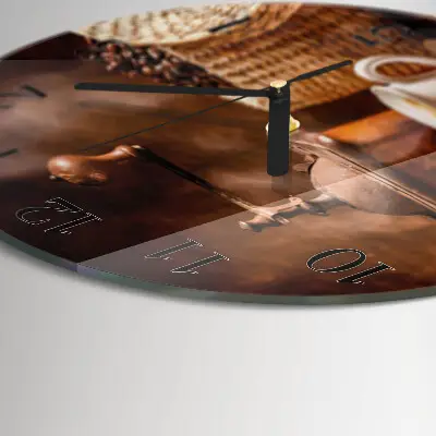 Glas wanduhr mit motiv rund Eine Tasse Kaffee