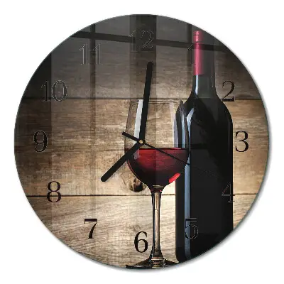 Runde wanduhr aus glas Wein