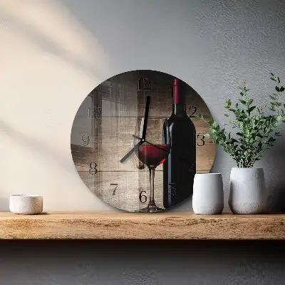 Runde wanduhr aus glas Wein