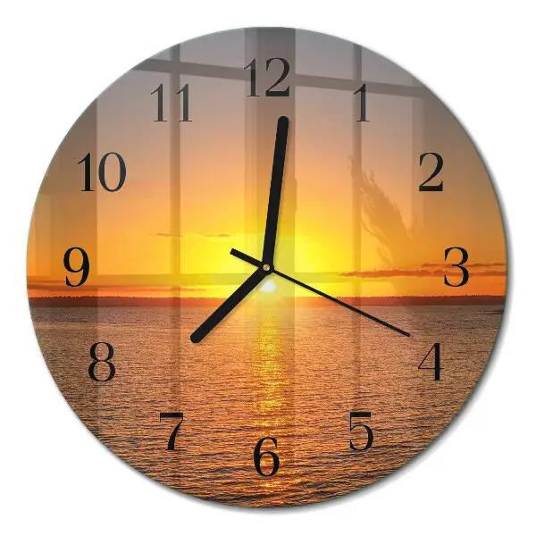Runde wanduhr aus glas Sonnenuntergang