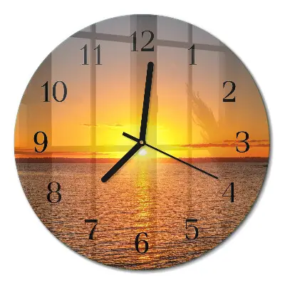 Runde wanduhr aus glas Sonnenuntergang