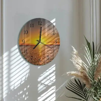Runde wanduhr aus glas Sonnenuntergang