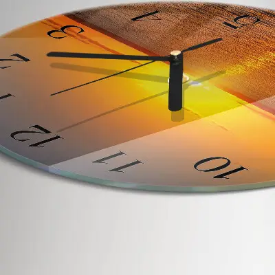 Runde wanduhr aus glas Sonnenuntergang