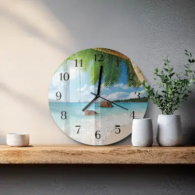 Glas wanduhr mit motiv rund Insel